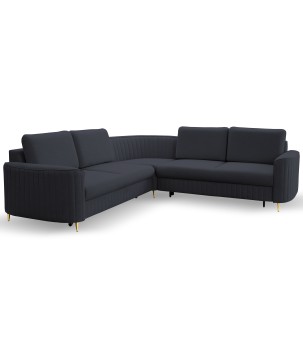 Narożnik LAREN nowoczesna sofa z funkcją spania pojemnik na pościel prawa strona CASTEL 79 251x251x85 cm