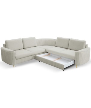 Narożnik LAREN nowoczesna sofa z funkcją spania pojemnik na pościel prawa strona CASTEL 80 251x251x85 cm
