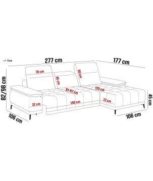 Narożnik FOCUS S Mini z elektryczną regulacją w tkaninie SALVADOR 03 WERSAL
