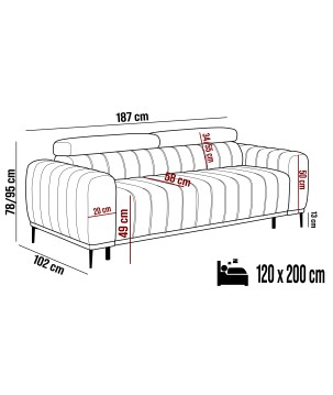 Sofa GANDI 120 RELAX włoski system z funkcją spania ONTARIO 14 WERSAL